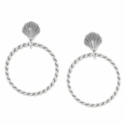 Brighton Shells Hoop Earrings Silver Sale