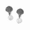 Brighton Silver Shells Pearl Drop Earrings Silver-Pearl Best