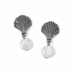 Brighton Silver Shells Pearl Drop Earrings Silver-Pearl Best