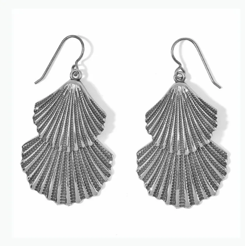 Brighton Shells Two Tier French Wire Earrings Silver Hot