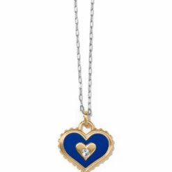 Brighton Simply Charming Giving Heart Necklace Gold-Blue Sale