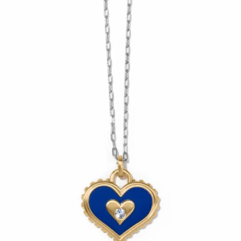 Brighton Simply Charming Giving Heart Necklace Gold-Blue Sale