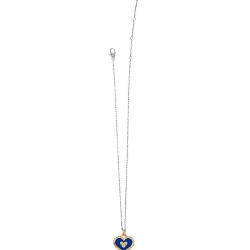 Brighton Simply Charming Giving Heart Necklace Gold-Blue Sale