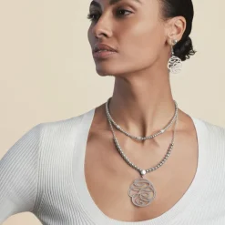 Brighton Skribbel Beaded Necklace Silver Clearance