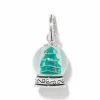Brighton Snowglobe Christmas Tree Charm Silver-Green Clearance