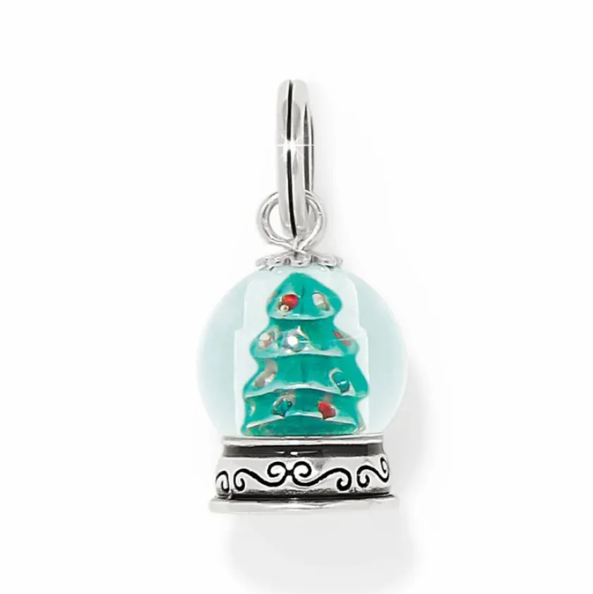 Brighton Snowglobe Christmas Tree Charm Silver-Green Clearance