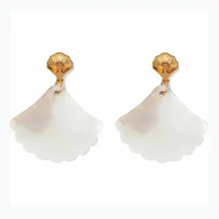 Brighton Sunset Cove Mother Of Pearl Shell Post Earrings Gold-White Hot
