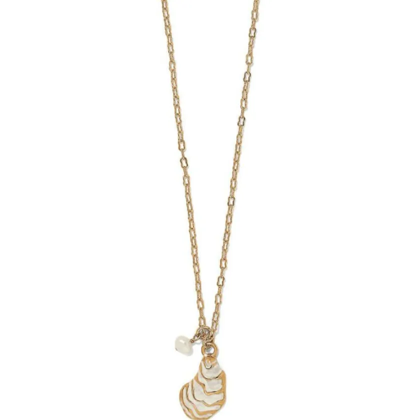 Brighton Sunset Cove Oyster Duo Necklace Gold-Pearl Discount