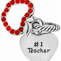 Brighton Teacher Charm Silver-Red Discount