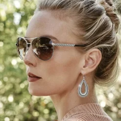 Brighton Telluride Peak Teardrop French Wire Earrings Silver Hot
