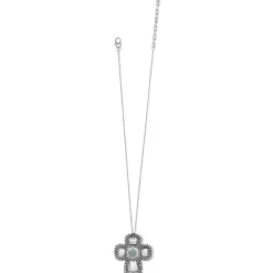 Brighton Telluride West Cross Necklace Silver-Turquoise Online