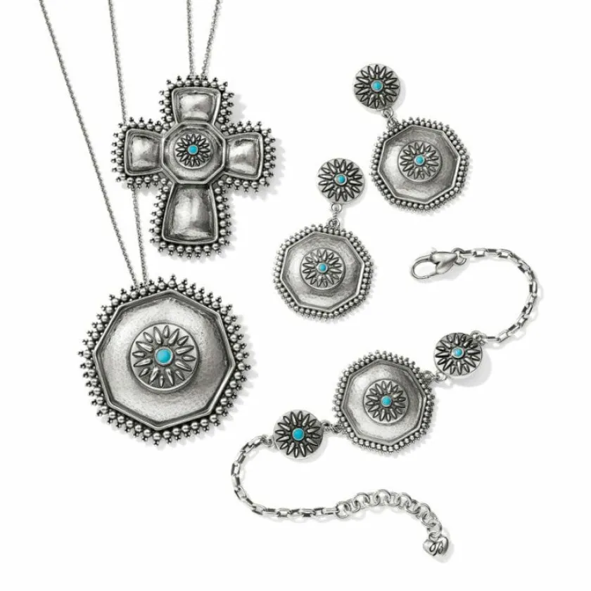 Brighton Telluride West Cross Necklace Silver-Turquoise Online