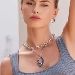 Brighton Terra Blue Hoop Necklace Silver-Blue Best