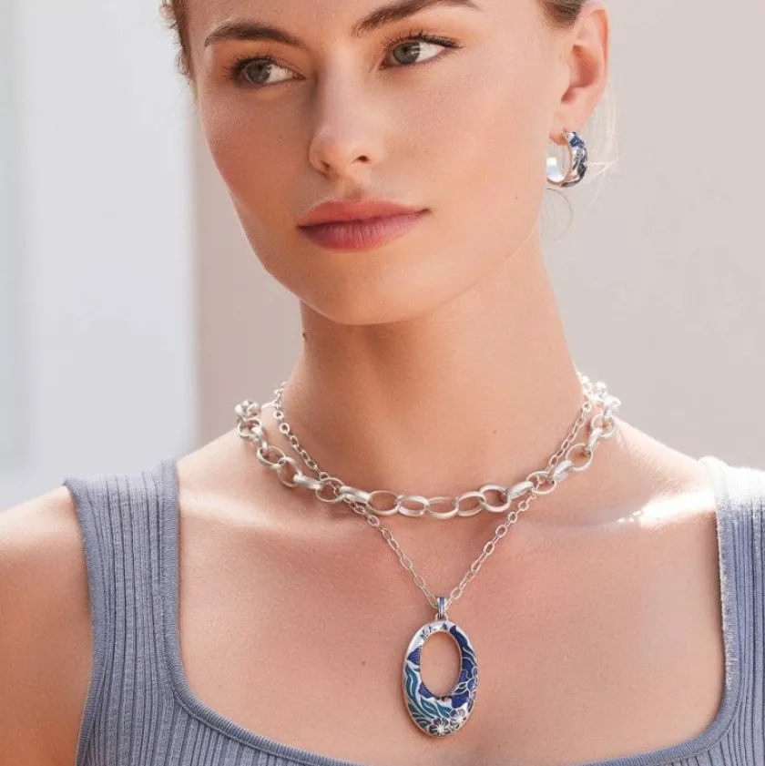 Brighton Terra Blue Hoop Necklace Silver-Blue Best