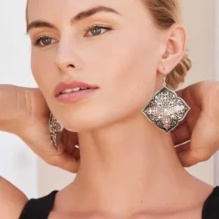 Brighton Theodora Statement Earrings Silver-Black Outlet