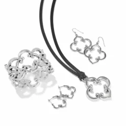 Brighton Toledo Leather Necklace Silver-Black Sale