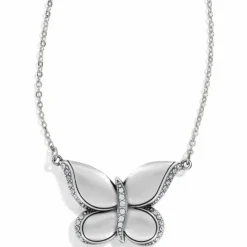 Brighton Trust Your Journey Reversible Butterfly Necklace Silver-PastelMulti New