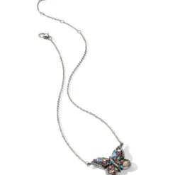 Brighton Trust Your Journey Reversible Butterfly Necklace Silver-PastelMulti New