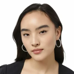 Brighton Twinkle Granulation Large Hoops Silver Clearance
