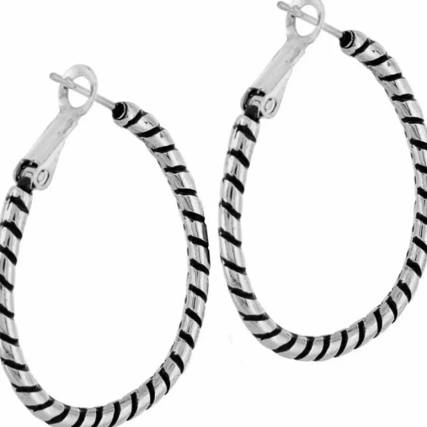 Brighton Twist Oval Hoop Charm Earrings Silver Discount