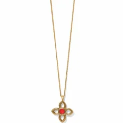Brighton Venetian Gems Flower Petite Necklace Gold-Red Discount