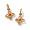 Brighton Venetian Gems Flower Reversible Post Drop Earrings Gold-Red Hot