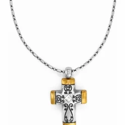 Brighton Venezia Petite Cross Necklace Silver-Gold Sale