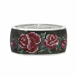 Brighton Victorian Rose Hinged Bangle Silver-Multi Outlet