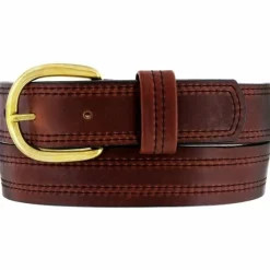 Brighton X Stitching Oiltan Belt Brown Outlet