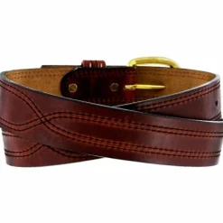 Brighton X Stitching Oiltan Belt Brown Outlet