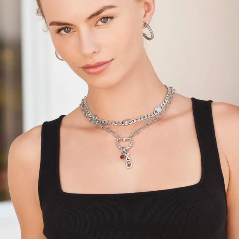 Brighton XO Charm Silver-Red Clearance